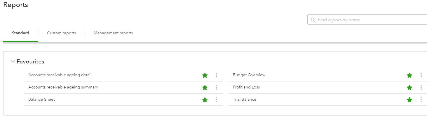 Screenshot of Real time reports in a Cloud accounting software.